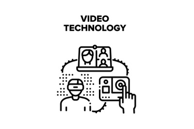 Video Technology Vector Black Illustration