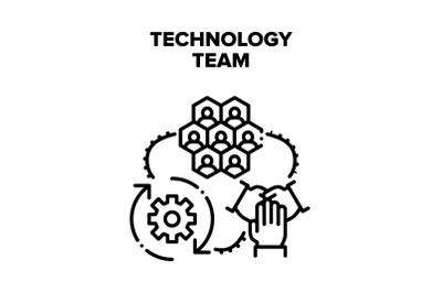 Technology Team Vector Black Illustration