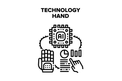 Technology Hand Vector Black Illustration