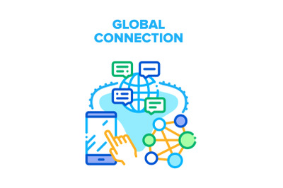 Global Connection Internet Vector Concept Color