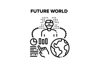 Future World Vector Concept Black Illustration