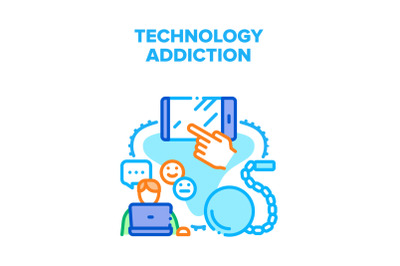 Technology Gadget Addiction Vector Concept Color