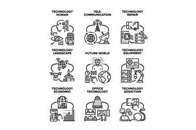 Technology Human Set Icons Vector Illustrations