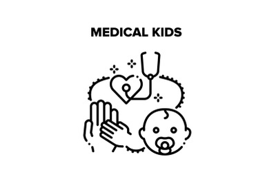 Medical Kids Vector Concept Black Illustration