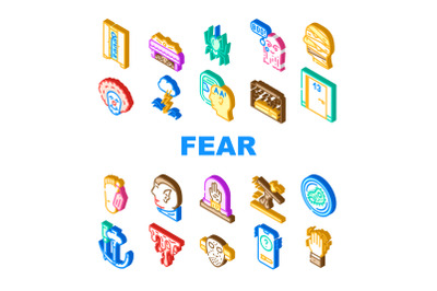 Fear Phobia Problem Collection Icons Set Vector