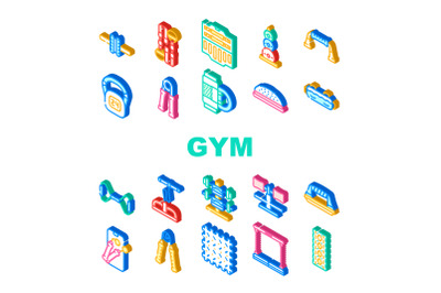 Home Gym Equipment Collection Icons Set Vector