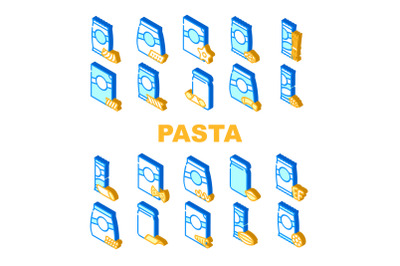 Pasta Food Package Collection Icons Set Vector