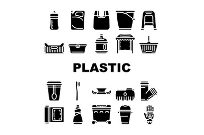 Plastic Accessories Collection Icons Set Vector