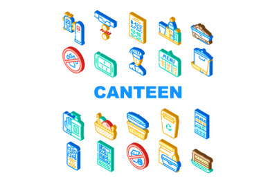 School Canteen Menu Collection Icons Set Vector