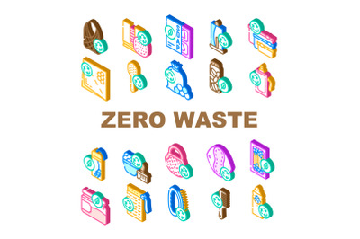 Zero Waste Products Collection Icons Set Vector