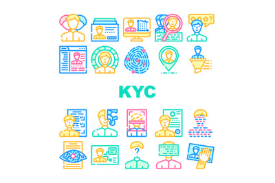 Kyc Know Your Customer Collection Icons Set Vector