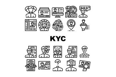 Kyc Know Your Customer Collection Icons Set Vector