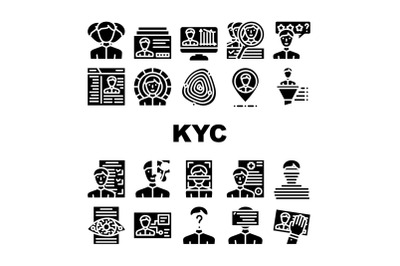 Kyc Know Your Customer Collection Icons Set Vector