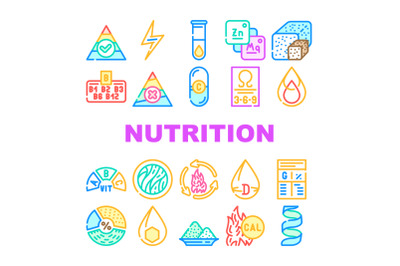 Nutrition Facts Diet Collection Icons Set Vector