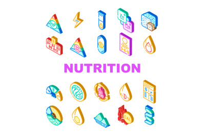 Nutrition Facts Diet Collection Icons Set Vector