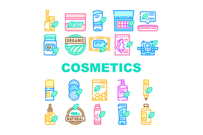 Organic Cosmetics Collection Icons Set Vector