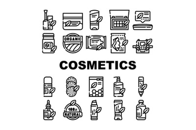 Organic Cosmetics Collection Icons Set Vector