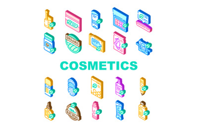 Organic Cosmetics Collection Icons Set Vector