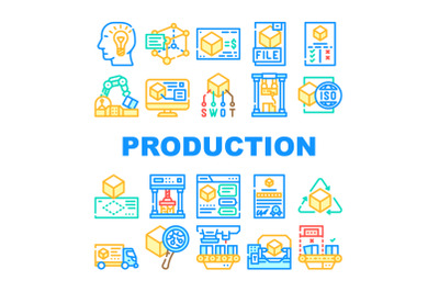 Production Business Collection Icons Set Vector