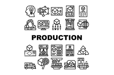 Production Business Collection Icons Set Vector