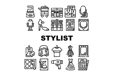 Stylist Accessory Collection Icons Set Vector