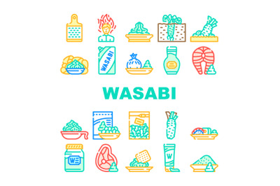 Wasabi Japanese Spice Collection Icons Set Vector