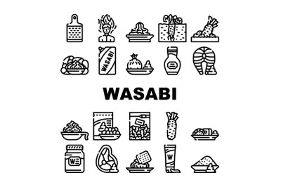 Wasabi Japanese Spice Collection Icons Set Vector