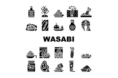 Wasabi Japanese Spice Collection Icons Set Vector