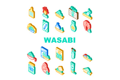 Wasabi Japanese Spice Collection Icons Set Vector