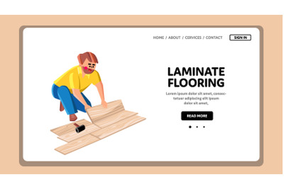 Laminate Flooring Carpenter Man In House Vector