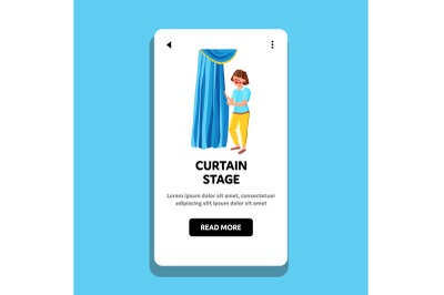 Curtain Of Stage Opening Artist In Theater Vector