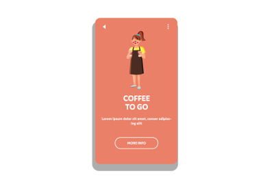 Coffee To Go Cafeteria Service Worker Girl Vector