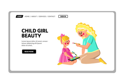 Woman Do Child Girl Beauty With Cosmetics Vector