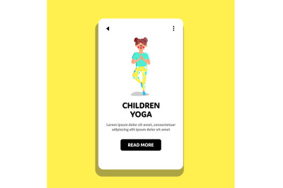 Children Yoga Doing Preteen Girl In Studio Vector