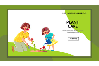 Plant Care Mother With Daughter Together Vector