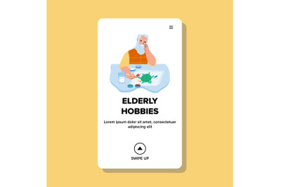 Hobbies Of Elderly Man In Nursing Home Vector