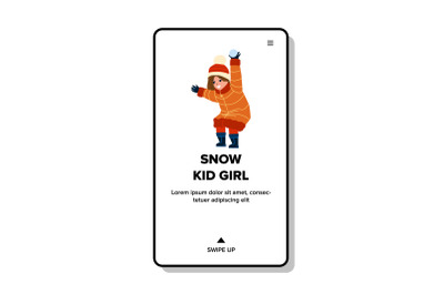 Kid Girl Playing Snow Ball Game With Friend Vector