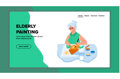 Elderly Woman Painting Creative Picture Vector