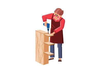 Handyman Assemble Furniture With Equipment Vector