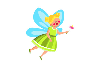 Fairy Girl In Beautiful Costume With Flower Vector