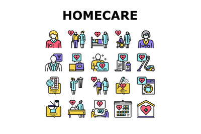 Homecare Services Collection Icons Set Vector