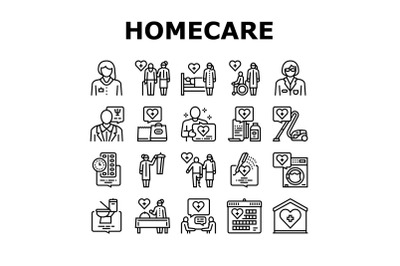 Homecare Services Collection Icons Set Vector