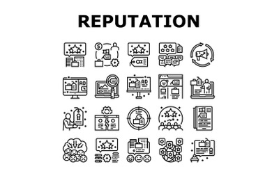 Reputation Management Collection Icons Set Vector