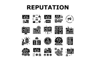 Reputation Management Collection Icons Set Vector