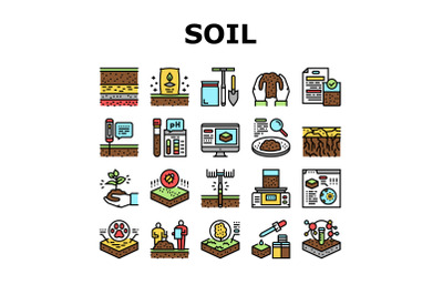 Soil Testing Nature Collection Icons Set Vector