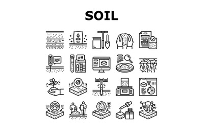 Soil Testing Nature Collection Icons Set Vector