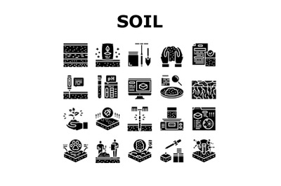 Soil Testing Nature Collection Icons Set Vector