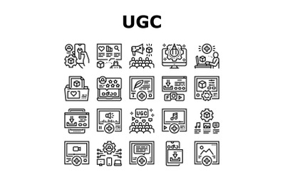 User Generated Content Collection Icons Set Vector