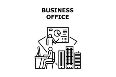 Business Office Vector Concept Black Illustration