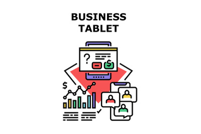 Business Tablet Vector Concept Color Illustration